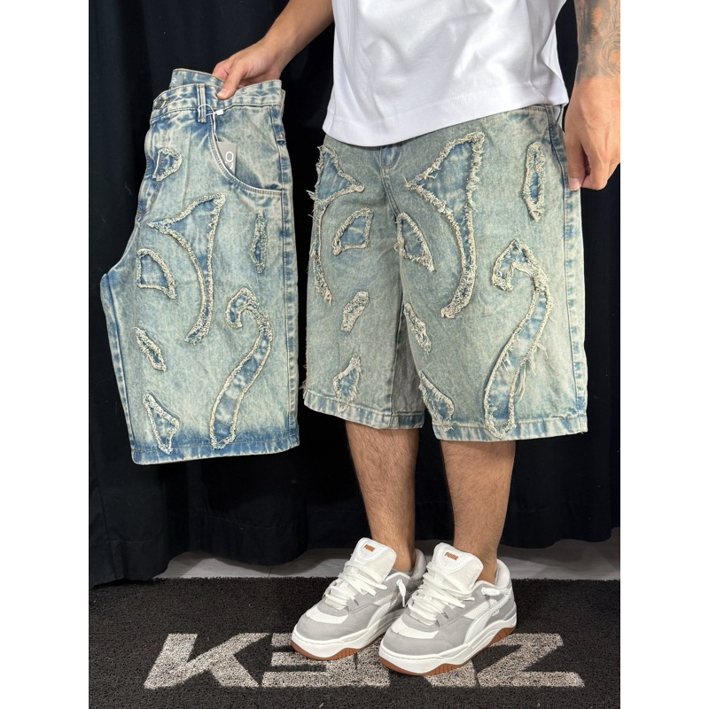 Bermuda Jeans Jorts Baggy Dirty Tribal | Shopee Brasil