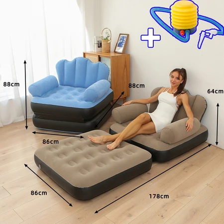 Poltrona e Sofá Cama conforto Inflável para uso em casa, no camping, praia ou área de lazer