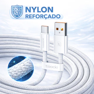 Kit 2 Cabo Toocki USB Tipo C 65W Turbo Carregamento Rápido Nylon 1m / 2m / REFORÇADO