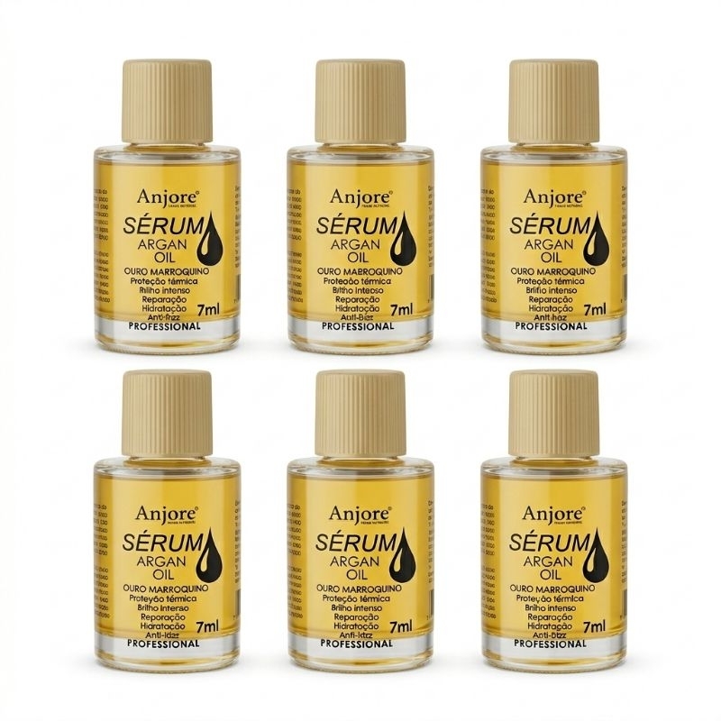 Kit Atacado 6 Óleo De Argan Serum Oil 7Ml Anjore Tratamento