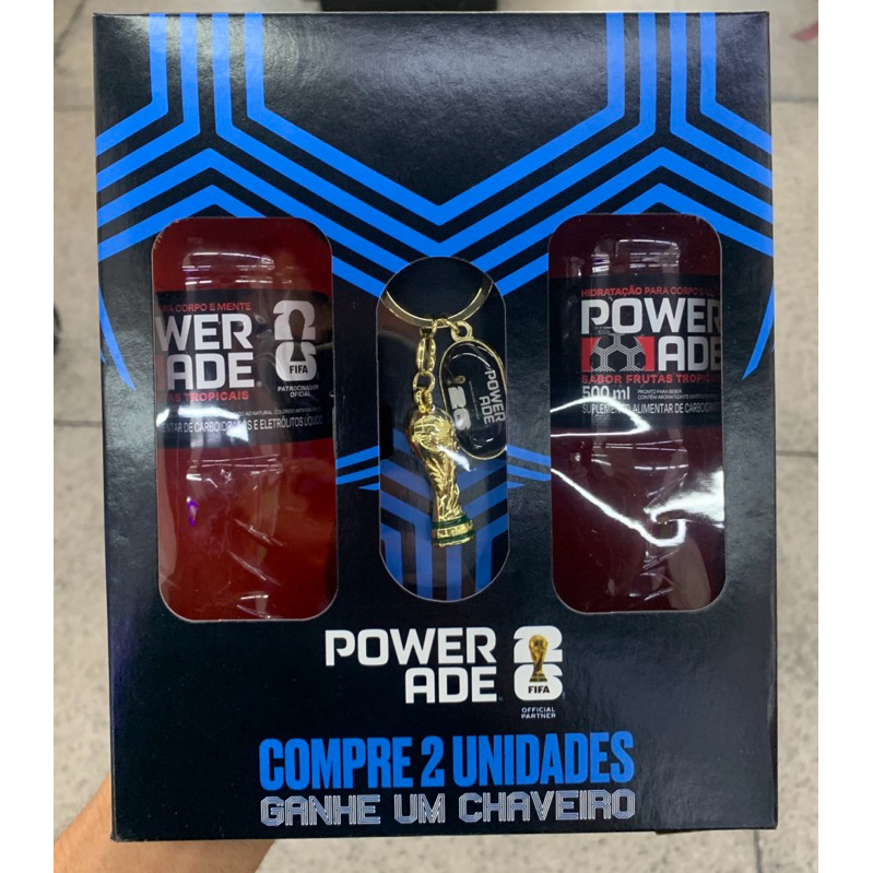 (Limitado) Kit Powerade 2 Un. 500ml sortidos + Chaveiro copa do mundo ...
