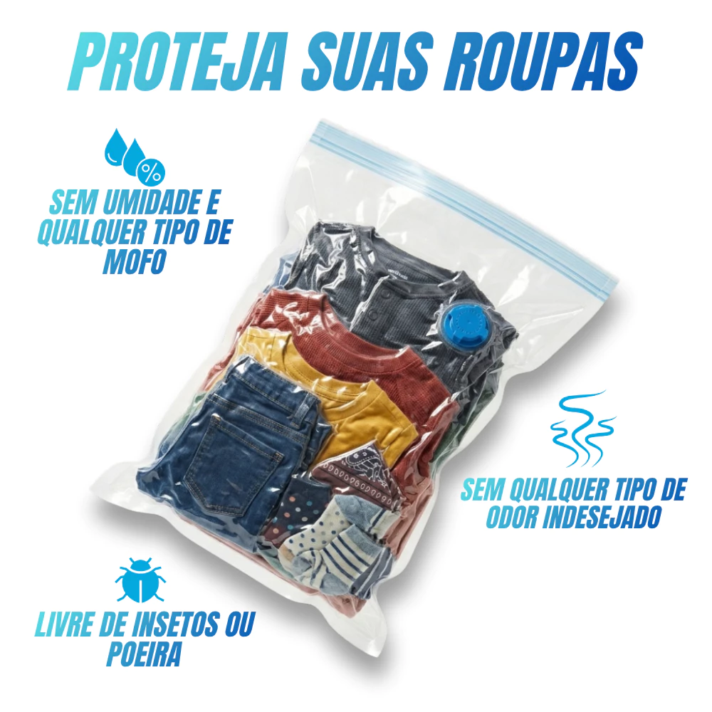 Kit 5 ou 10 Saco A Vácuo Grande Organizador Edredom Coberto Mala Roupa De Cama com bomba elétrica Grande 110x70 - Imagem 4