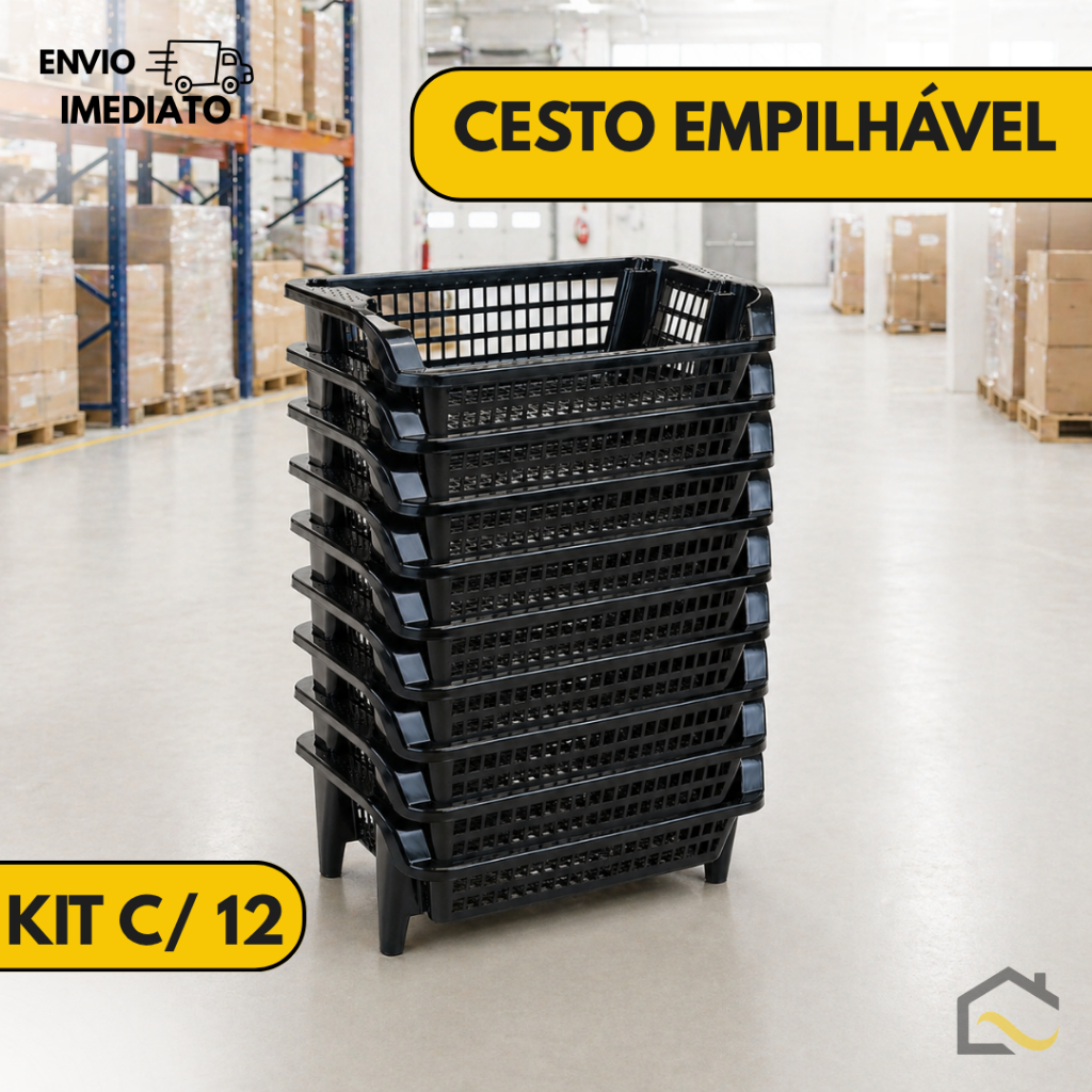 Kit 12 Cestos Expositores Organizadores 44cm Encaixáveis Emp