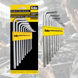 Chave Torx "L" com 10 Peças T-9 A T-50