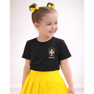 Camiseta Infantil Algodão Estampa Brasil Copa do Mundo Menina Princesa Look Brasileiro.... — foto 5 — Achou Levou Brasil