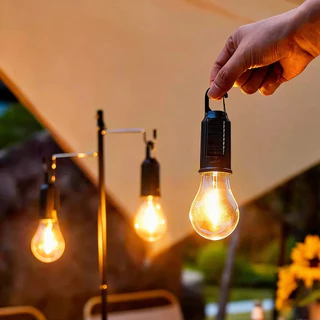 Lâmpada Led Recarregável Para Acampamento Iluminação Ajustável Com Gancho