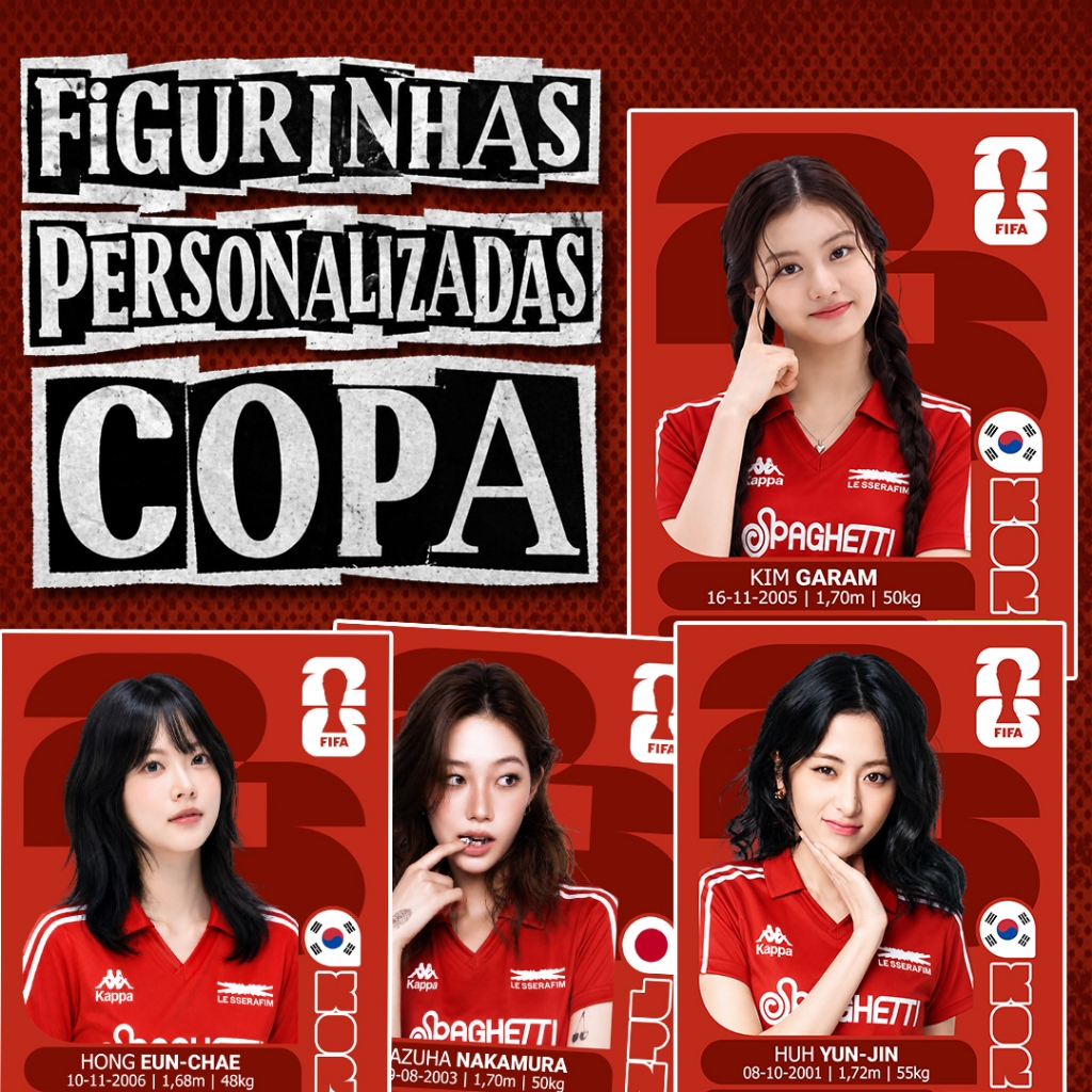 LESSERAFIM 6 Figurinhas Fanmade / Estilo Copa do Mundo 2026 Cards