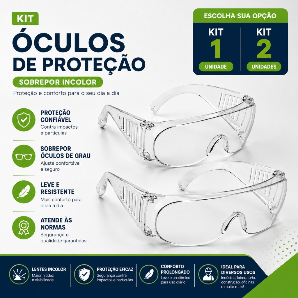 Oculos de Segurança Epi CA soprepor lentes graduadas Óculos De Grau Protector Segurança Epi Hospitalar