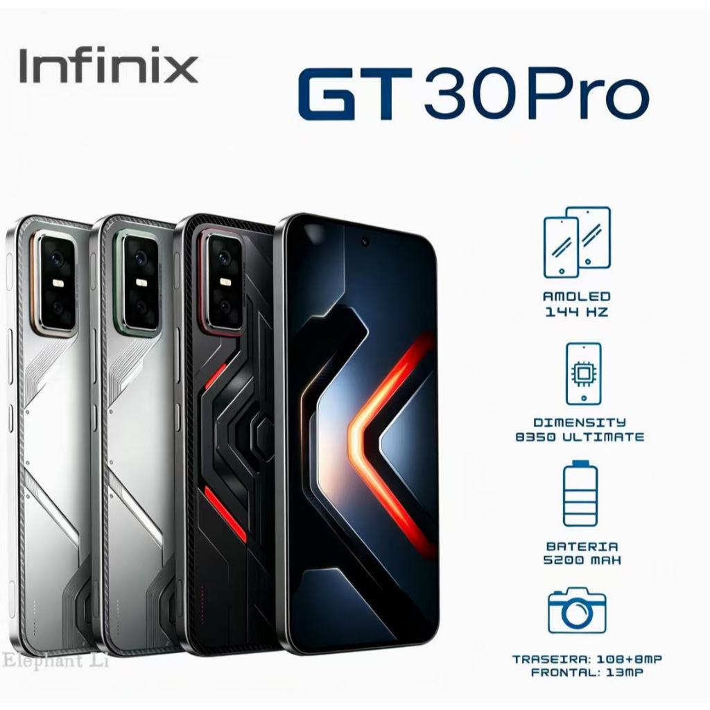 INFINIX GT 30 PRO,256GB+12GB,Tela 144Hz 1.5K e Chip Dimensity 8350