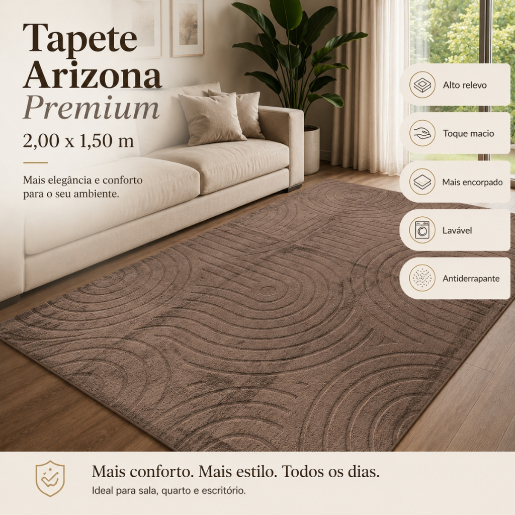 Tapete Sala 2 00x1 50 Alto Relevo Moderno Premium Macio Antiderrapante Quarto Decorativo