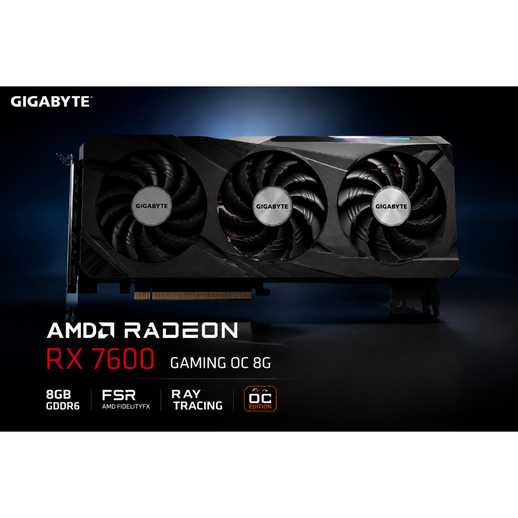 Placa de Vídeo Gamer Gigabyte RX 7600 8GB OC – Jogos Ultra, Ray