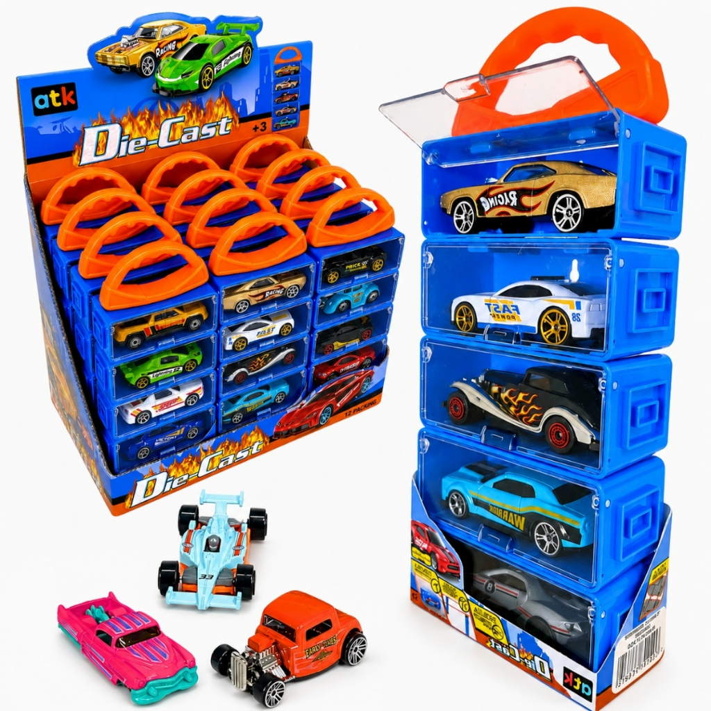 Kit 15 Carrinhos de Ferro com Box Maleta Coleção Compatível