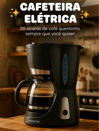 Cafeteira Elétrica Jarra de Vidro Cafeteira Rende 30 Xícaras 220V Cafeteira Agratto Mantem Aquecido