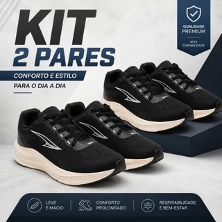 Kit 2 Pares Tênis Unissex Alta Performance Esporte Academia Casual Amortecimento
