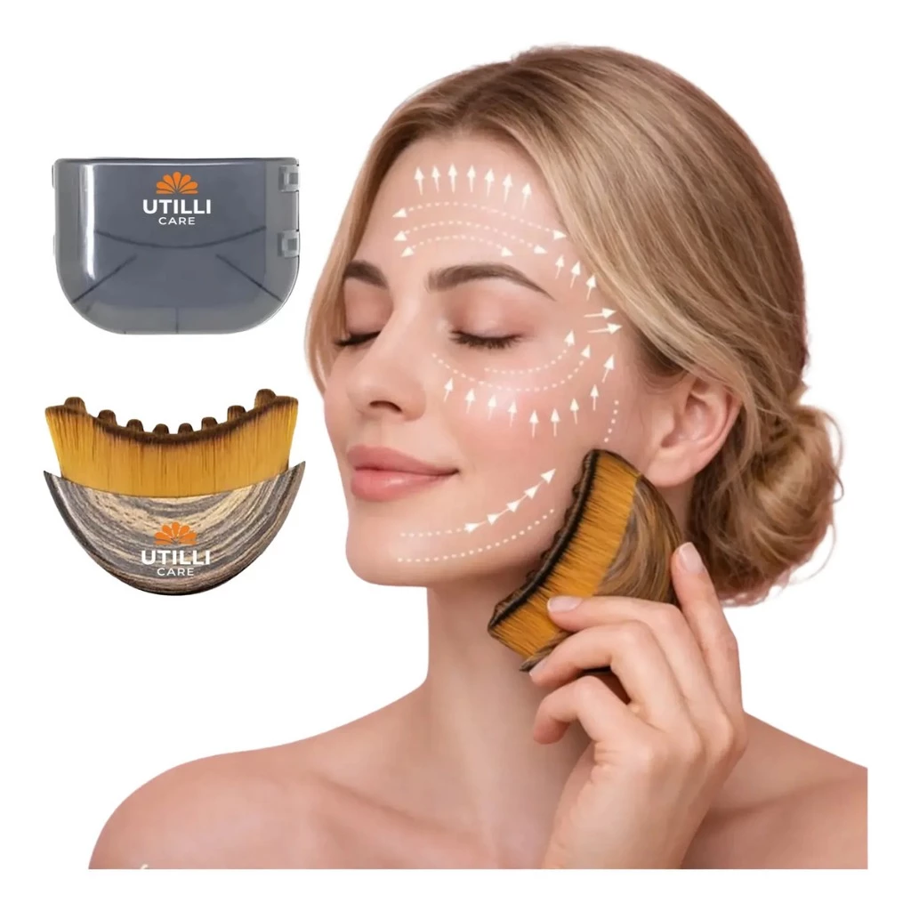 Escova Drenagem Facial 3d Reduz Inchaço Do Rosto Efeito Lift Marrom