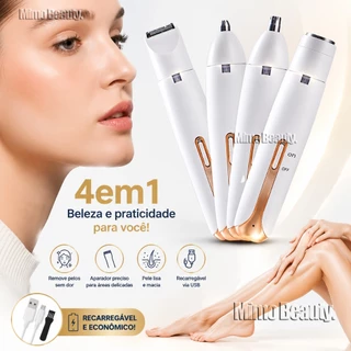 Barbeador Elétrico Feminino 4 em 1: Aparador Íntimo e Corporal com Depilador de Pele