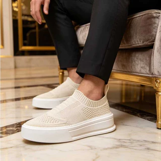 Tênis Masculino Confortável Leve Knit Casual Sem Cadarço Palmilha em Gel