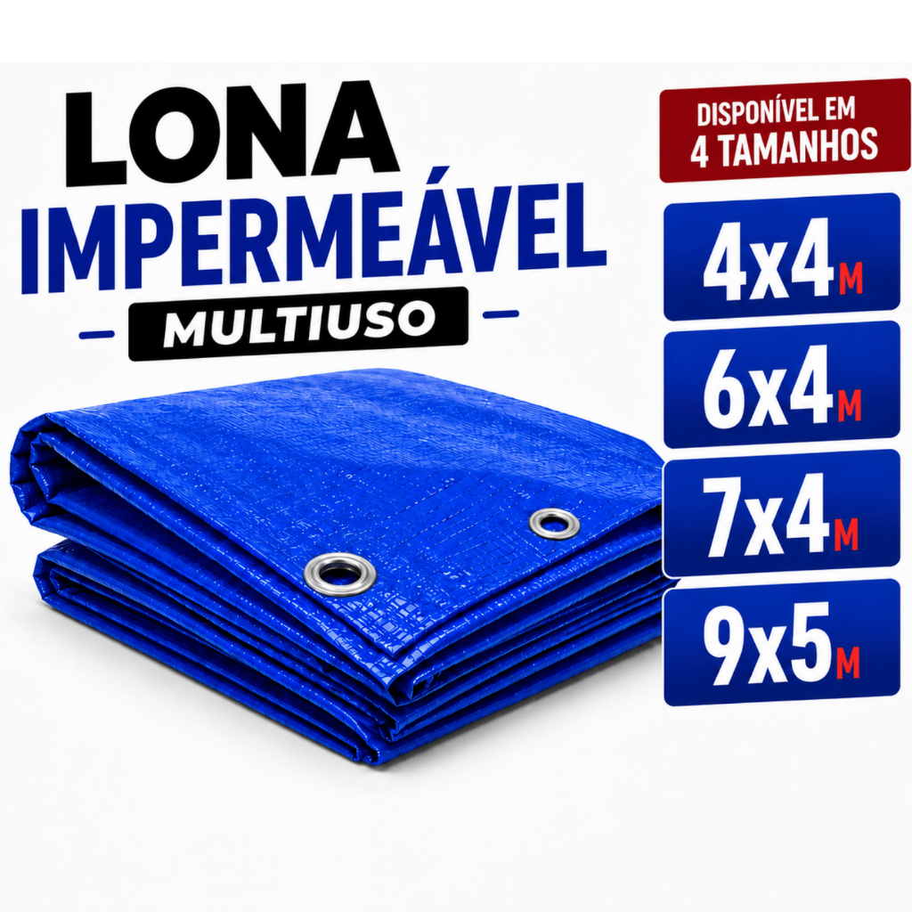 Lona Impermeável Multiuso Reforçada Proteção UV Polietileno Piscina Cobertura com Ilhós