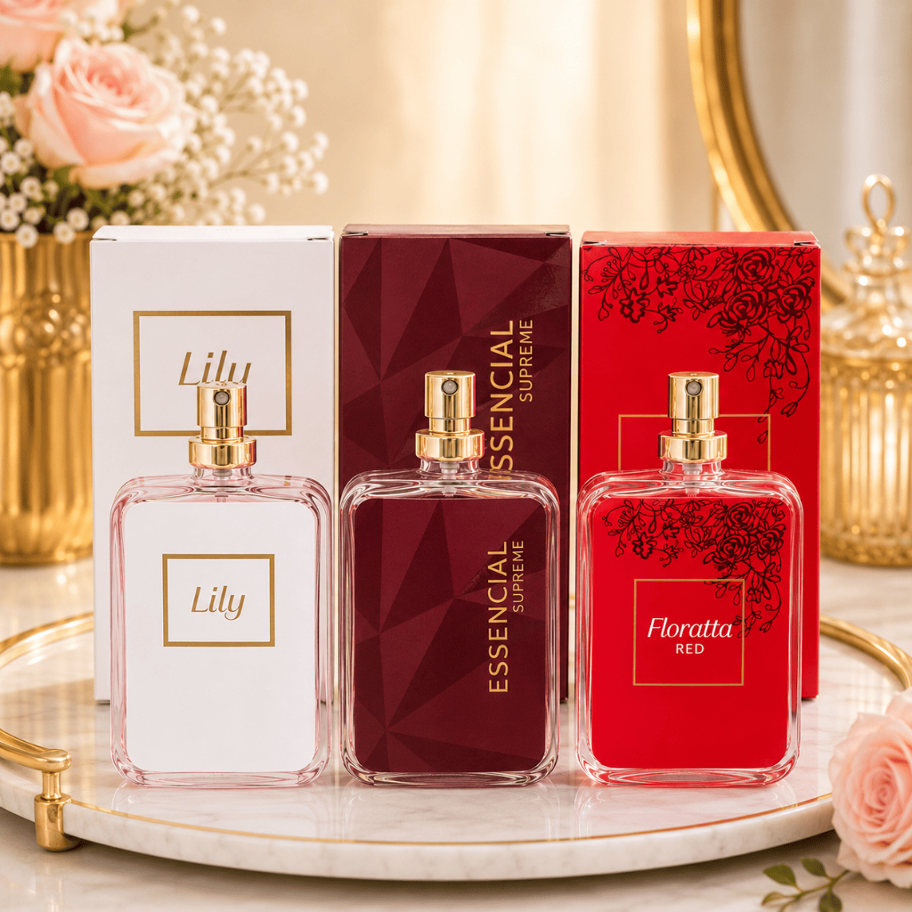 Kit 3 Perfumes Femininos 100ml Fragrâncias Variadas Elegantes e Marcantes