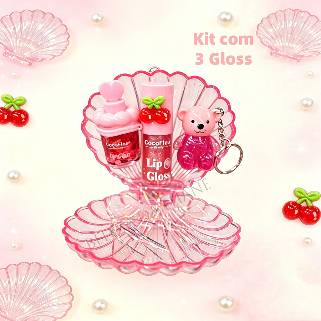 Kit Infantil 6 em 1 – Mini Lip Gloss + Chaveirinho + Maleta de