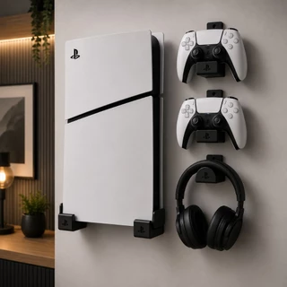 Suporte PS5 Slim De Parede Suporte Organizador Console Fone Hedset Controles Playstation