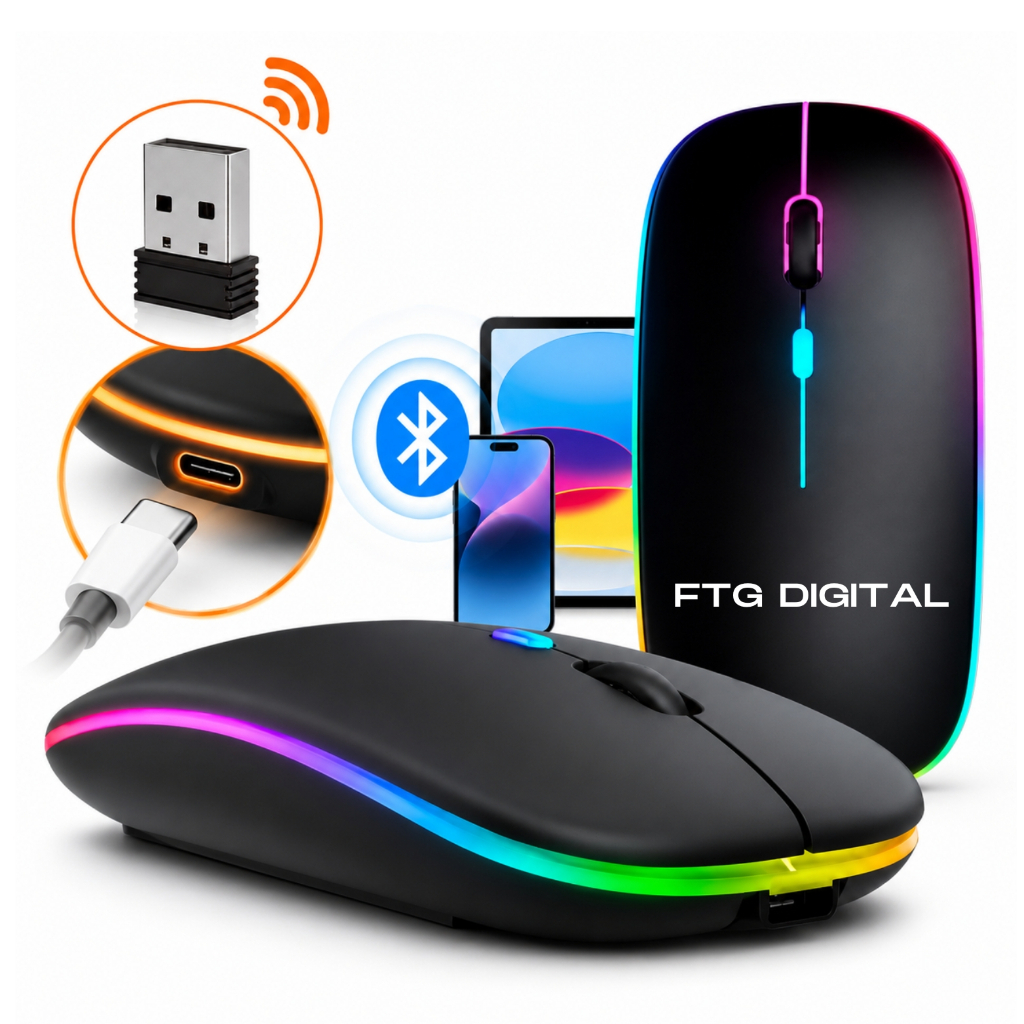 Mouse Sem Fio Bluetooth E Usb Wireless Para Pc Notebook Celular e ...