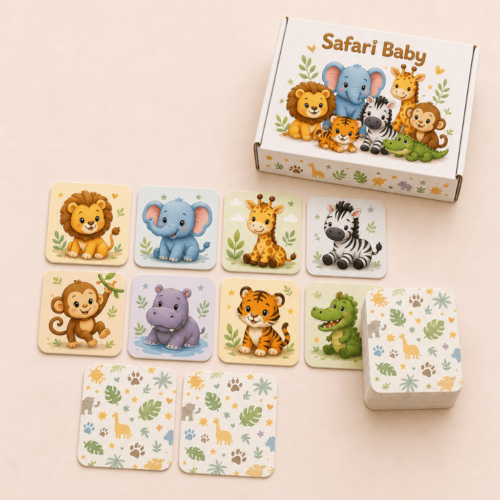 Jogo da Memória Personalizado para Festas — Safari Baby