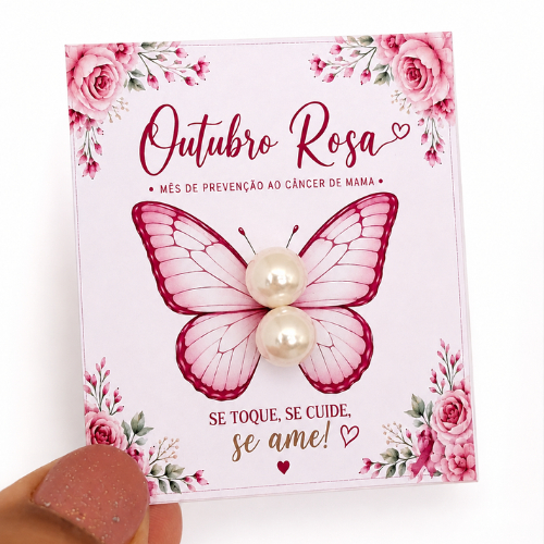 100 Card com Brinco Outubro Rosa mimo cliente Lembrancinha outubro rosa ...