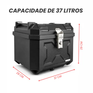 Baú Moto 37L Bauleto Traseiro ABS Reforçado C/ Encosto