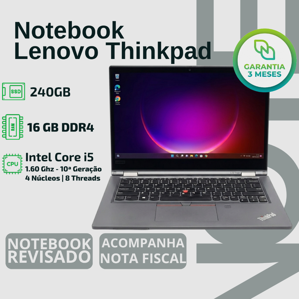 Notebook Lenovo Thinkpad L13 Yoga I5 10210u 16gb Ssd Touchscreen