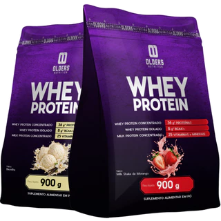 Whey Protein Morango & Baunilha + 18g Proteína + 8g BCAA + Blend Proteico Fonte de energia para treinos intensos