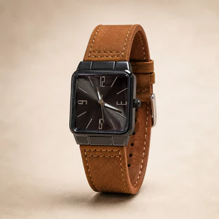 [TQ01]Relógio Masculino Social Analógico Pulseira de Couro Quartzo Caixa em Aço 40mm Elegante Moderno