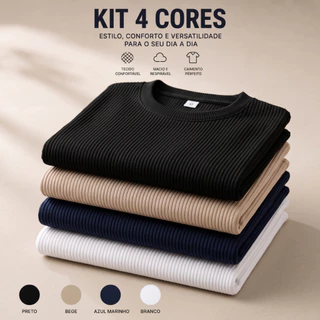 Kit 4 Camiseta Masculina Modelo Americano Canelada Básica