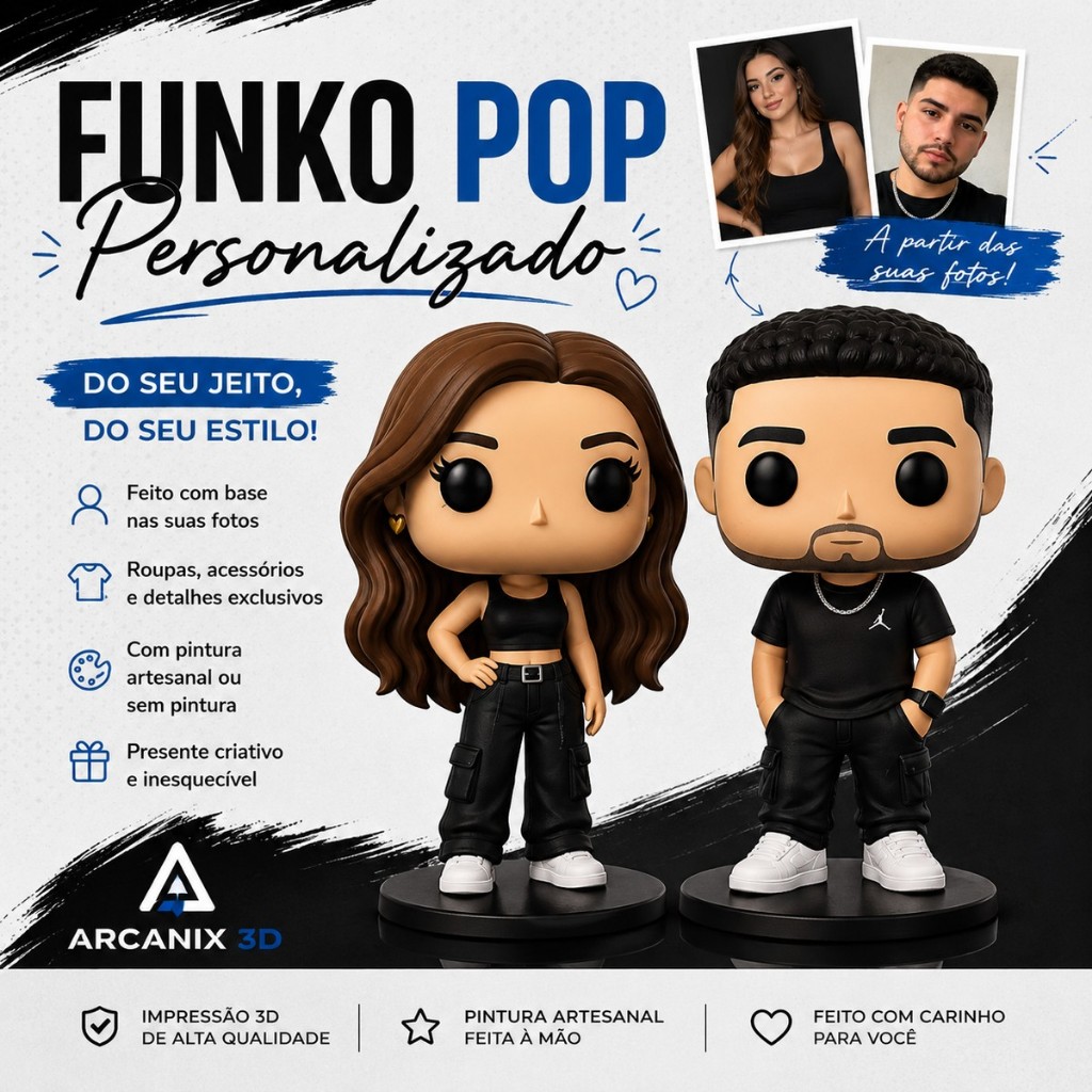 Boneco Estilo Funko Pop Personalizado em Impressão 3D | Miniatura ...