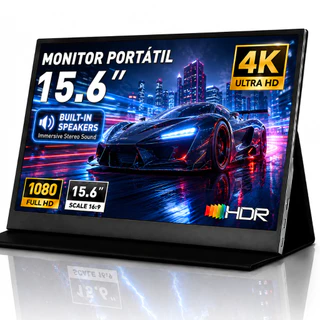 Monitor Portátil 15.6" 4K FHD IPS 1080P Plug-and-Play HDMI/Type-C para PS4/5 Notebook PC