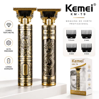 Máquina Kemei Barbear Aparador Metal Profissional barbeador acabamento cortar cabelo Sem Fio Portátil