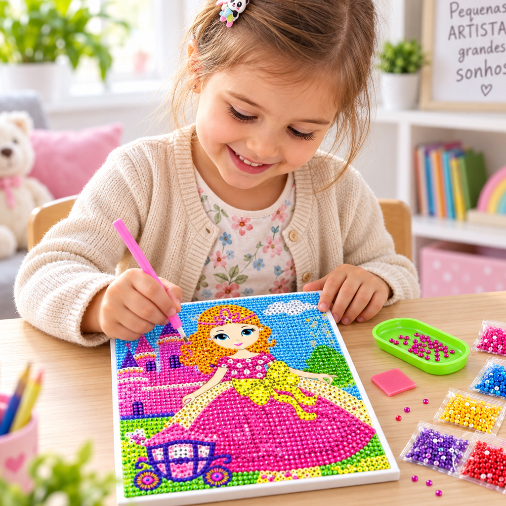Pintura Diamante Quadro Infantil Mosaico DIY Atividade Criativa e ...
