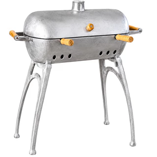 Churrasqueira de aluminio bafo grande com pé móvel