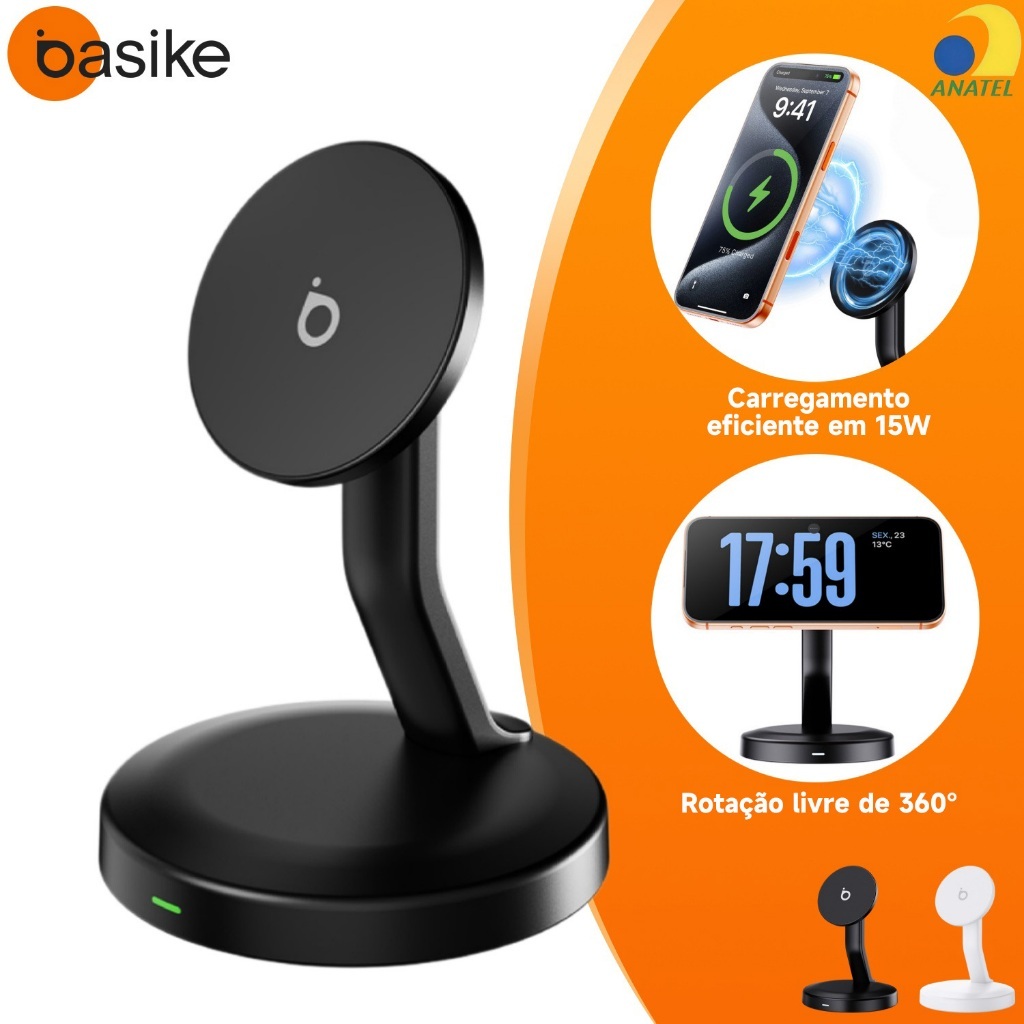 BASIKE Carregador Sem Fio Magnético 3 em 1 Rápido para iPhone, Apple ...