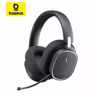 BASEUS GH02 Gaming Sem Fio 2.4G, Headphone Com Microfone Over-Ear Fones de Ouvido Bluetooth 5.3, RGB, cor preto.