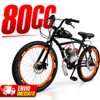 Bicicleta Motorizada 80cc Aro 29 Freio a Disco Spitfire Tractor Cor Preto Cadillac (SEMI MONTADA)