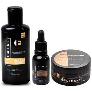 Kit Balm P/Barba 140ml + Óleo p/ Barba 30ml + Cera Modeladora Seco Element
