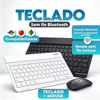 Kit Teclado e Mouse Sem Fio Bluetooth Ultrafino Portátil Recarregável Celular Notebook Computador