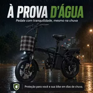 Bicicleta Elétrica Dobrável 35km/h Autonomia de Até 30km com Cesta e Banco Confortável