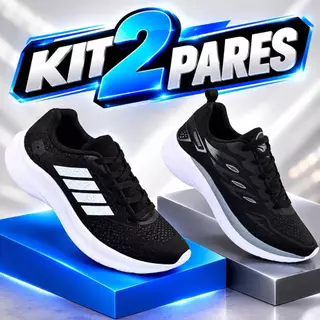 KIT 02 PARES Tenis Masculino Escolar Academia Original FREEDOM Corrida Caminhada PROMOÇÃO PRATA + PRETO BRANCO