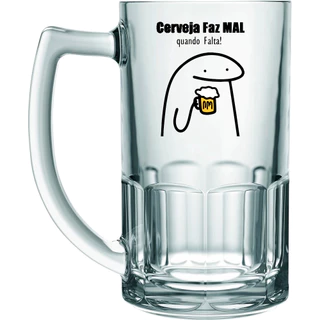 Caneca Chopp Vidro Cerveja Faz Mal Quando Falta 340 mL