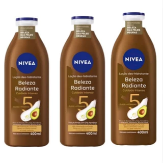 Nivea Kit com 03 Hidratantes 400 ml Beleza Radiante Cuidado Intenso Óleo e Vitaminas