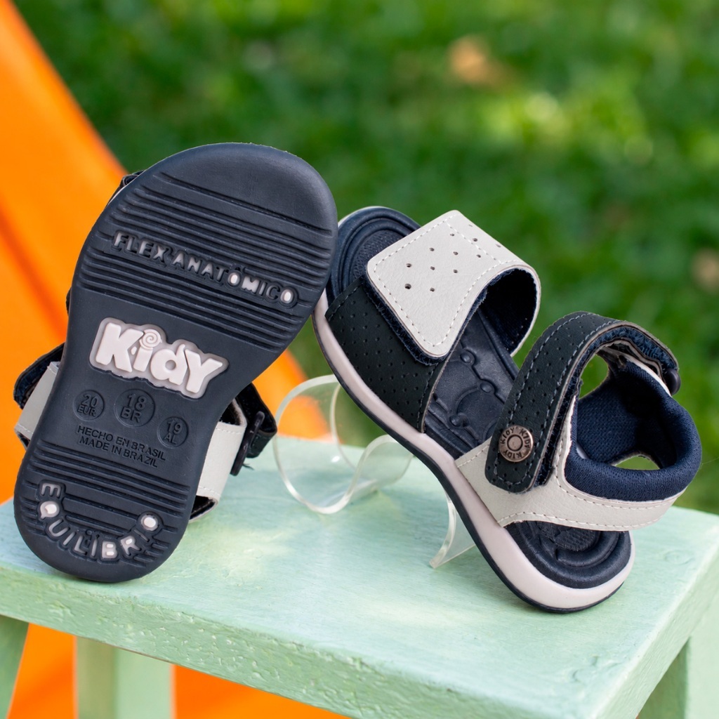 Sandalia Infantil Menino Kidy Baby Equilibrio Cinza E Marinho Casual ...
