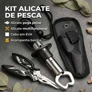 Kit 3/5 Alicate De Pesca Bico Curvo Pega Peixe Aco Inox Tesoura