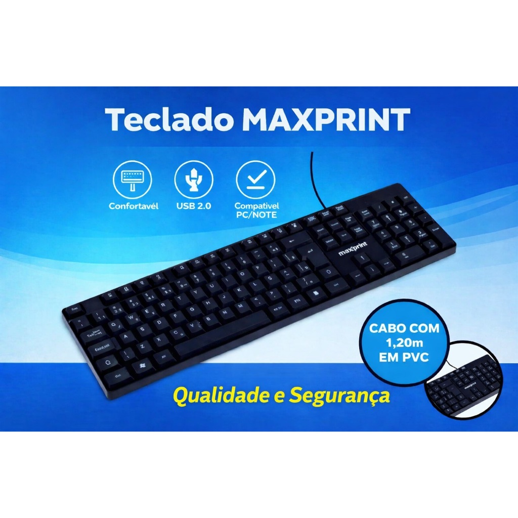 Teclado Com Fio USB 2.0 OFFICEEASY MAXPRINT Confortável Silencioso ...